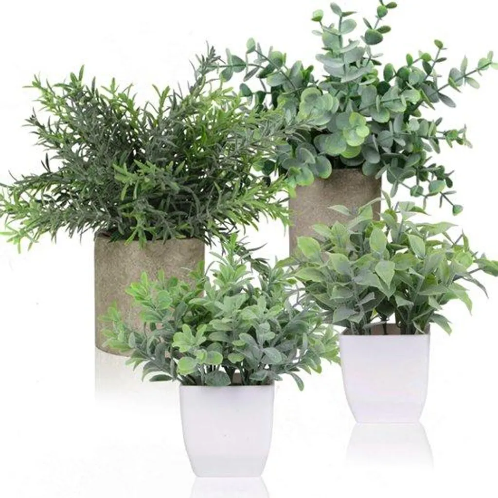 Plantes en plastique eucalyptus mini lot de 4 pour déco intérieure
