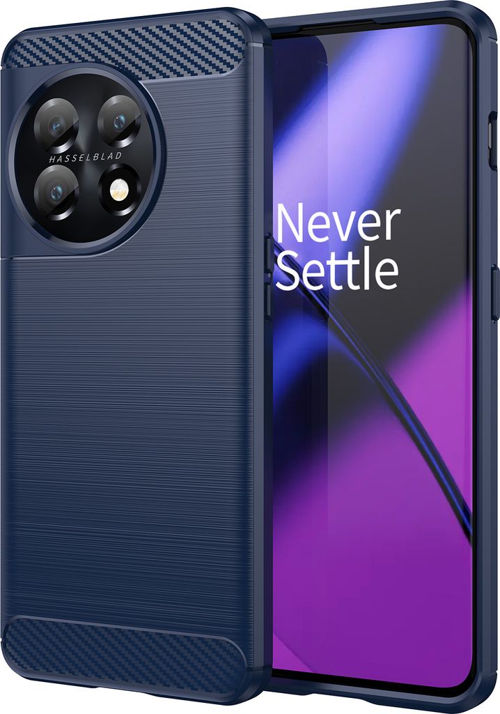 OnePlus 11 Hülle, Carbon-Faser TPU Silikon Stoßfest Schutzhülle für OnePlus 11 Blau