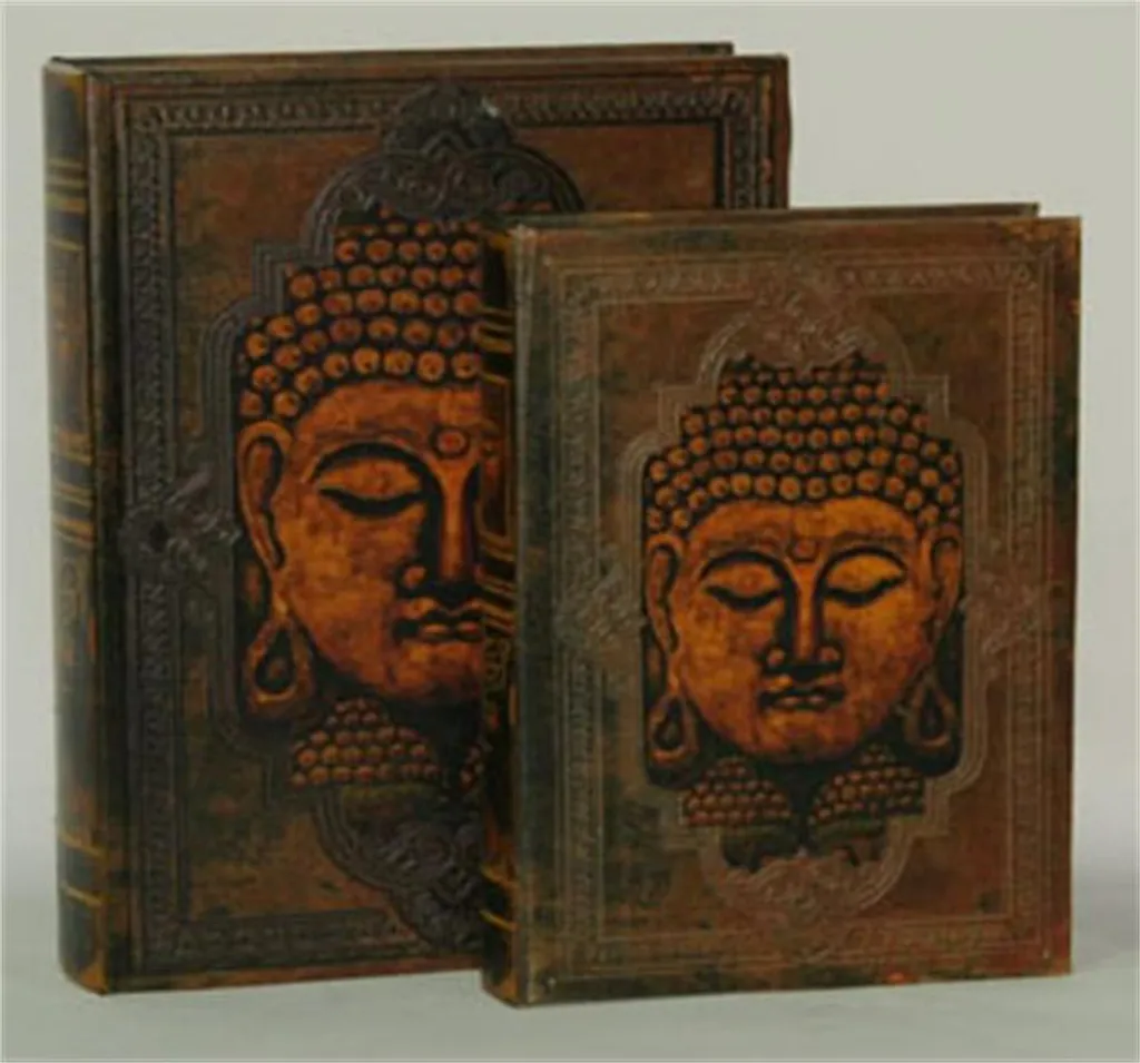 Tirelire Cache-argent Buddha et Étui Livre de Rangement en Lot de 2