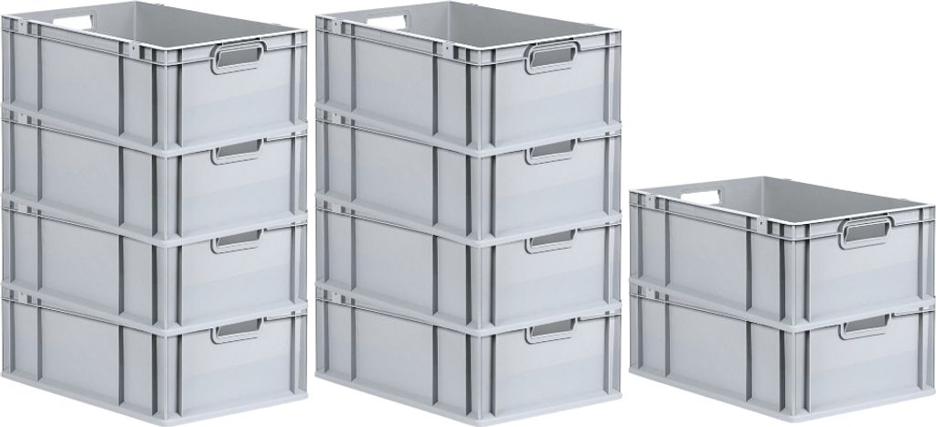 SparSet 10x Eurobox NextGen Economy | Griffe offen |HxBxT 22x40x60cm | 44 Liter | Eurobehälter, Transportbox, Transportbehälter, Stapelbehälter