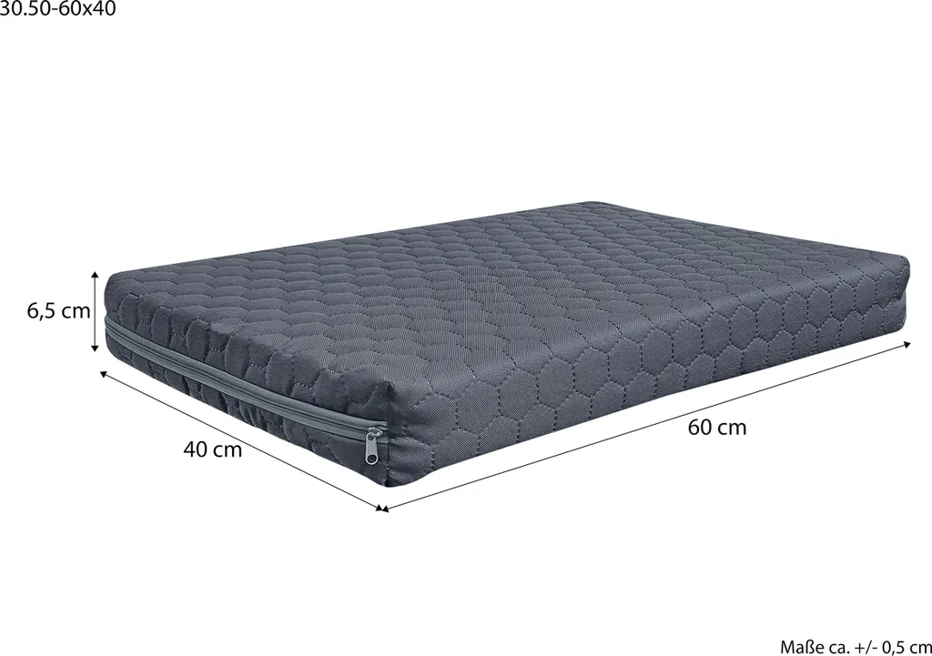 Cuscino Grigio per Cani 60x40 cm - Materasso Sfoderabile V-30.50 - 5