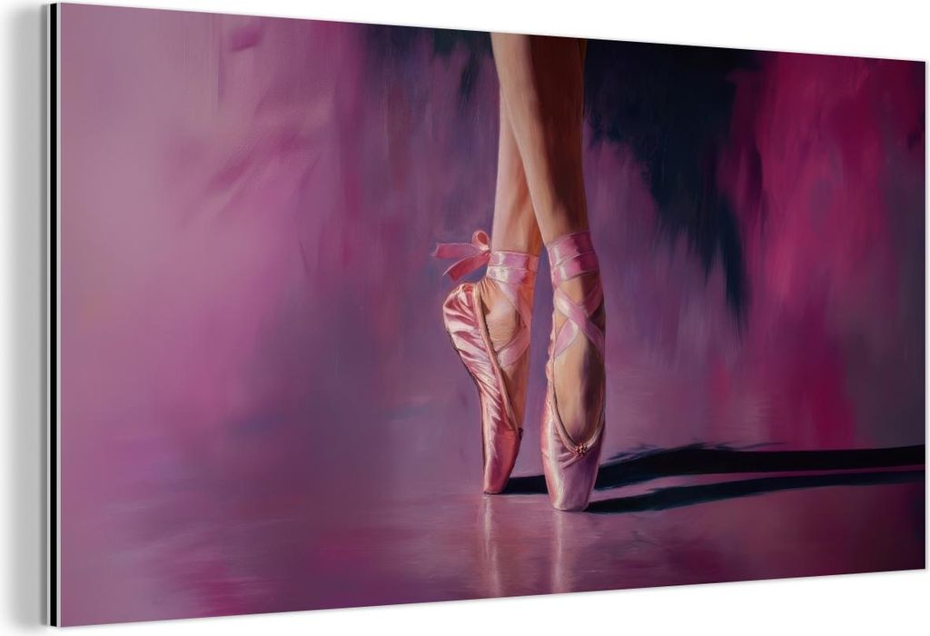 MuchoWow Wanddekoration Metall Metallbild Wandkunst 120x60 cm Spitzenschuhe - Lila - Kontrast MuchoWow Aluminium Gemälde - Metalbilder