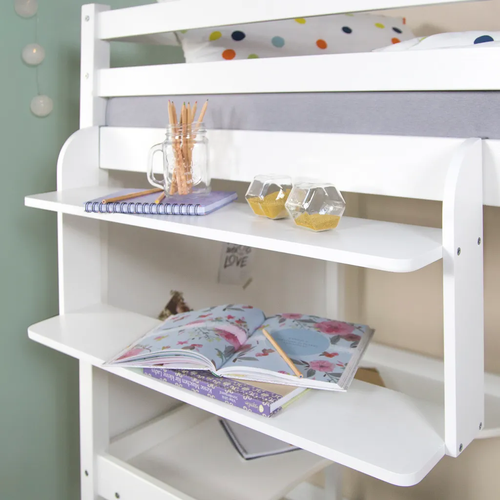 Rayonnage Suspendu Mural Blanc en Bois avec Double Tablette de Dépôt