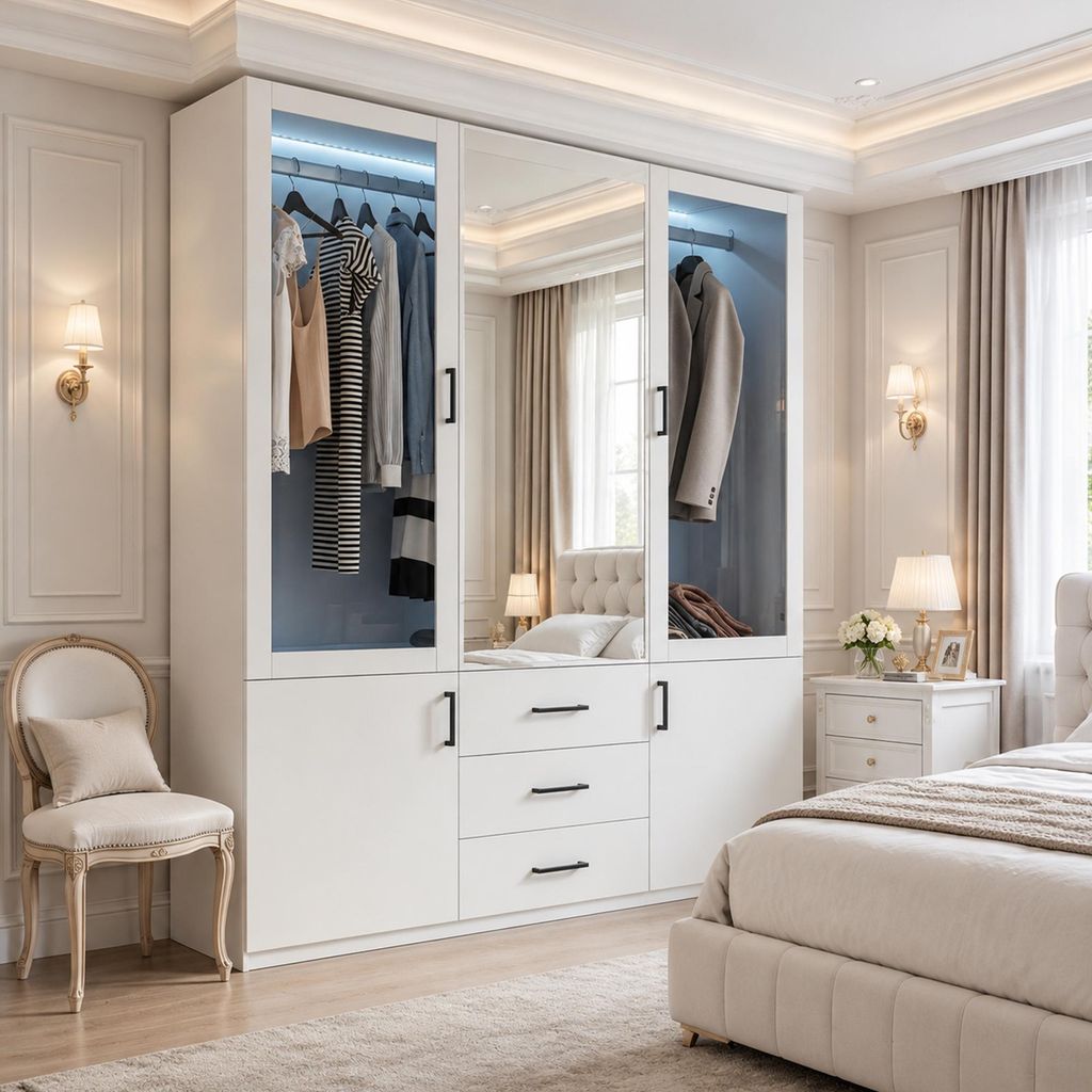 INONEFT Kleiderschrank mit LED und 3 Schubladen, Produktbild 