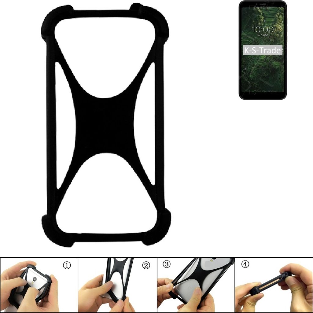 K-S-Trade Handy-Hülle Schutz-Hülle kompatibel mit BQ Mobile BQ-5745L Clever Silikon Bumper TPU Softcase Smartphone Stoßschutz, schwarz