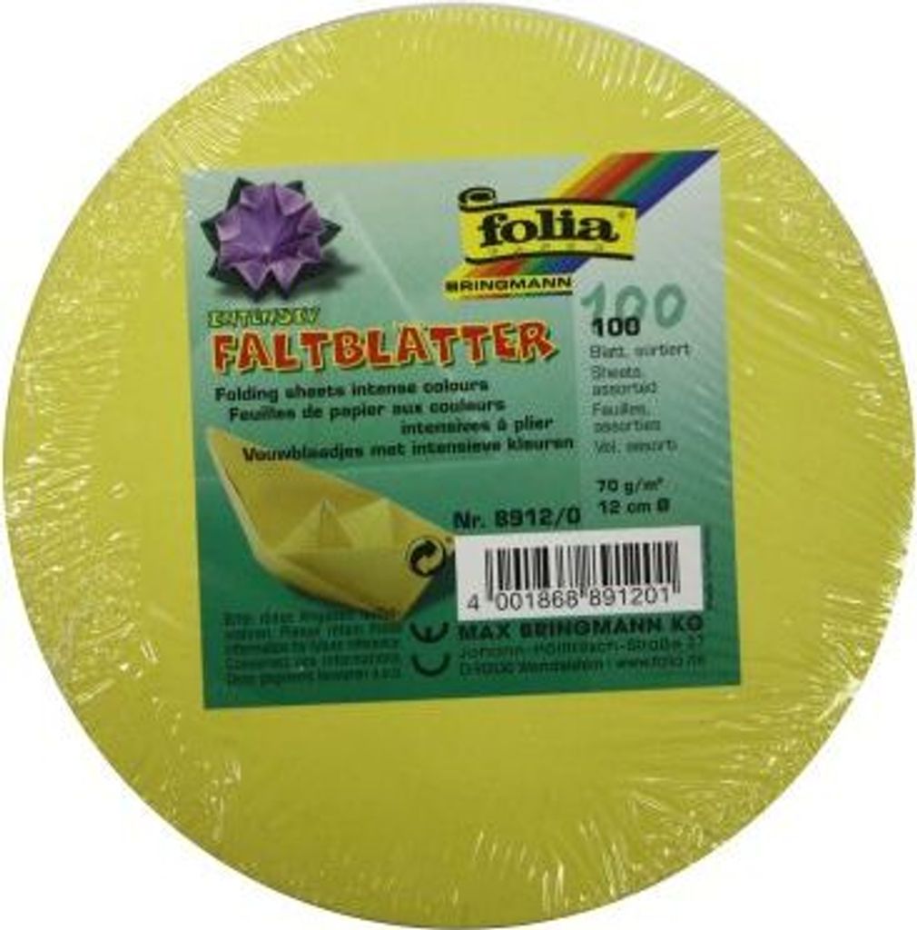 folia Faltblätter rund Durchmesser: 120 mm 70g/qm 100 Blatt farbig sortiert