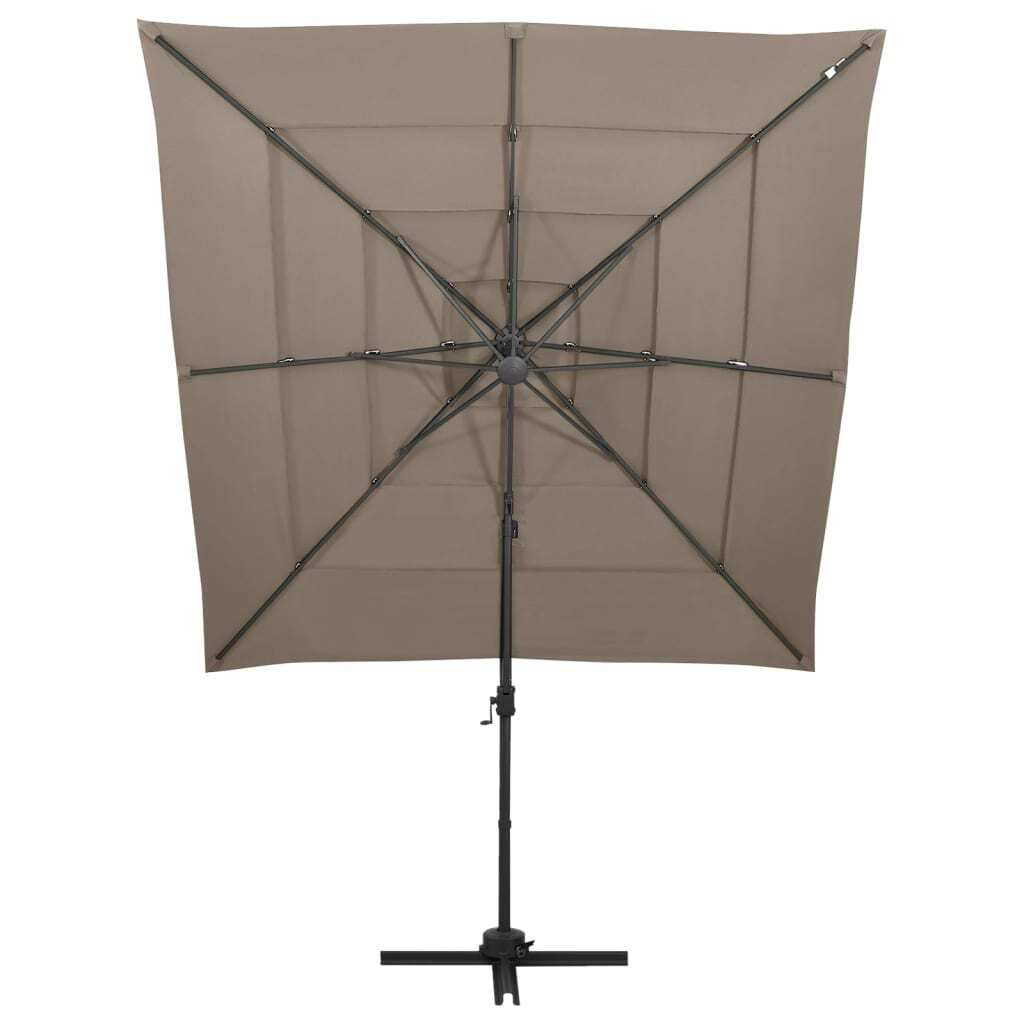 vidaXL Parasol avec mât en aluminium 4 couches Taupe Image du produit 