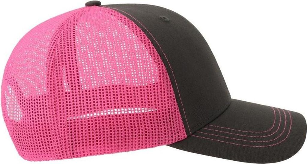 Atlantis Headwear - "Sonic-S" Trucker Cap für Herren/Damen Uni, Strukturiert AB744 (Einheitsgröße) (Dunkelgrau/Fluro Fuchsia)