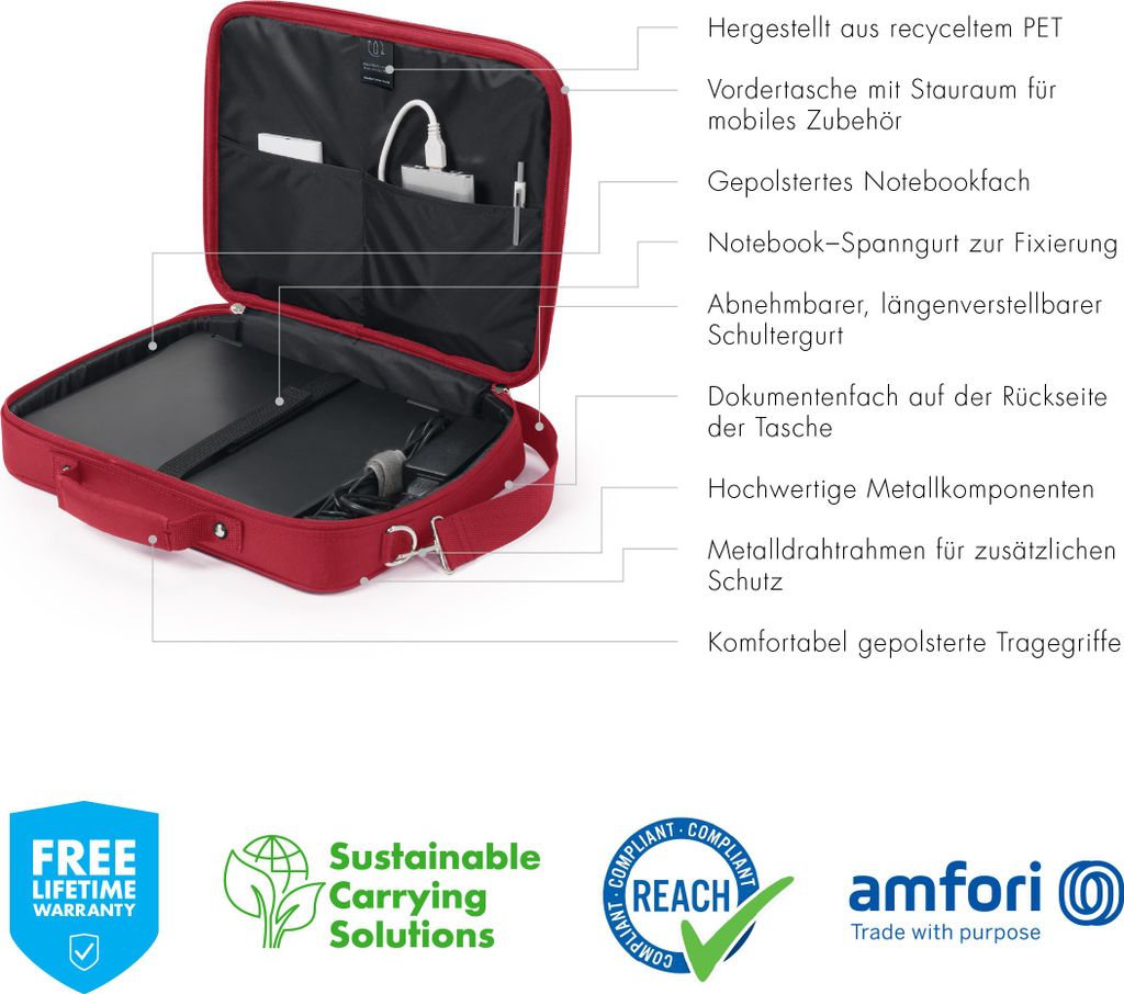Dicota Eco Multi BASE 15-17.3 Red Zdjęcie produktu 