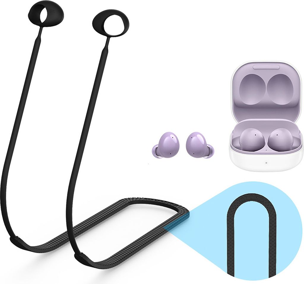 Ohrhörer Neckseil Haut Affinität Schweißdicht weiche Bluetooth-kompatible Ohrhörer Anti-Lanyard für Samsung Glaxy Buds 2-Schwarz