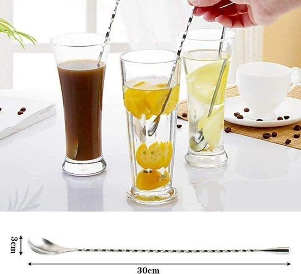 Grande cuillère de bar à manche torsadé pour mélanges et cocktails pro