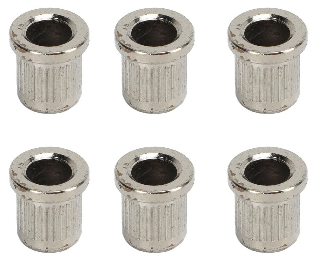 6 Stück Gitarrensaitenhalter aus Messing, Recordative Edition, Silber, für E-Gitarren