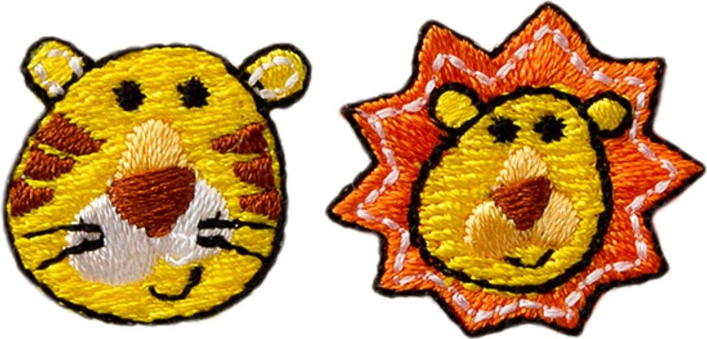 Mono Quick 04009 Tiger & Löwe, 2 Stück, Bügelbild, Patch, ca. 1,9 bis 2,4 cm - Wildtiere