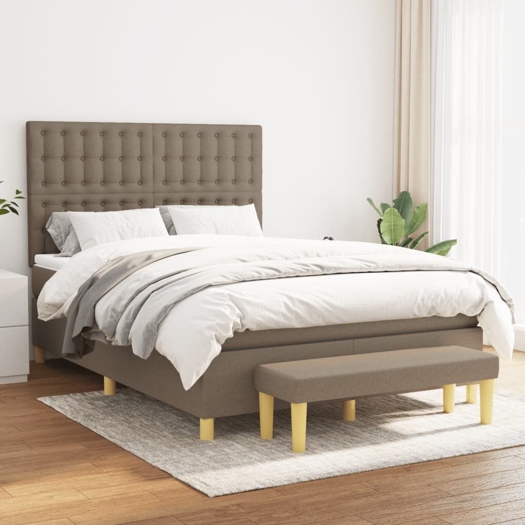Maison Exclusive - Boxspringbett mit Matratze Taupe 140x200 cm Stoff
