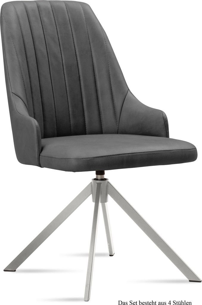 Esszimmerstuhl drehbar (4er-Set) Davorka 52x91x60 Edelstahl/Grau