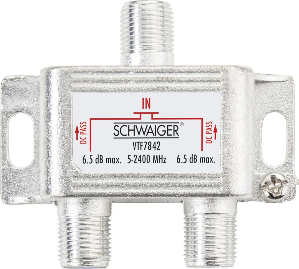 Schwaiger VTF7842 531, Kabelsplitter, 5 - 2250 MHz, Silber, Produktbild 