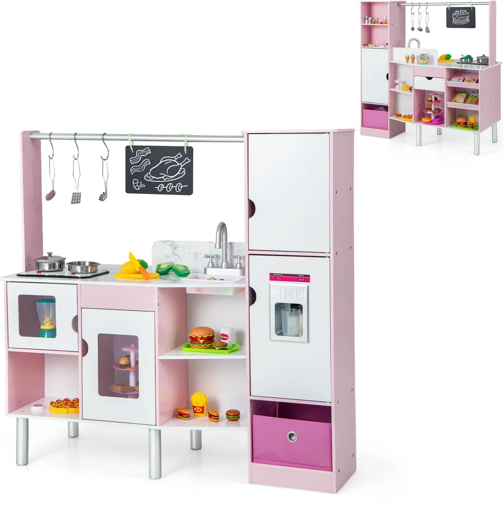 Cuisine jouet lumineuse double face dotée d'un glacier de comptoir