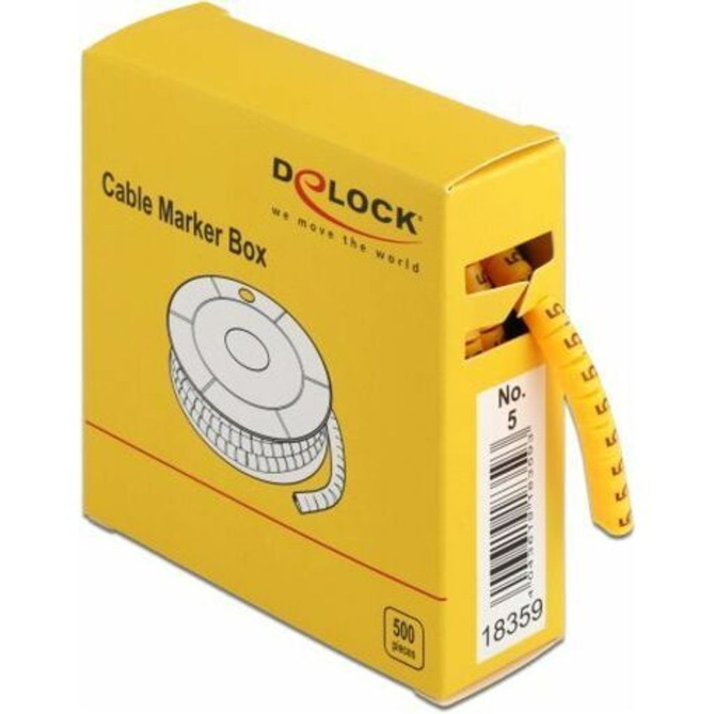 DELOCK Kabelmarker Box, Nr: 5, gelb, 500 Stück