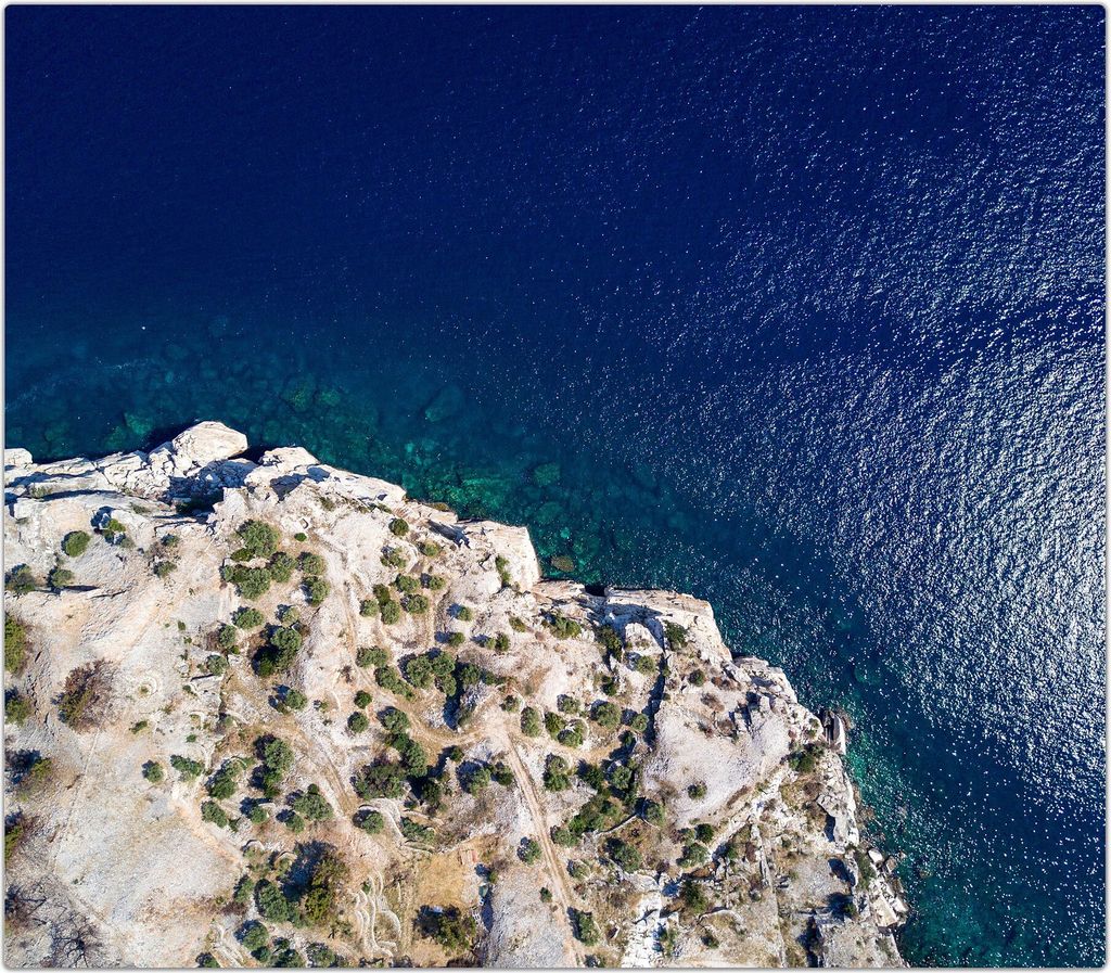 Spritzschutz Herdabdeckplatte Schneidebrett aus Glas Mediterrane Klippen 1-Teilig (60x52cm)