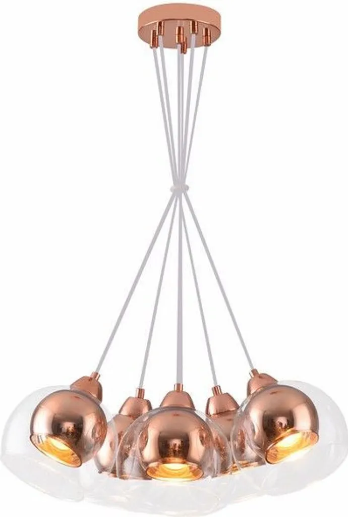 Suspension Clara Reality or rose en verre avec 6 lampes E27 de 100 cm