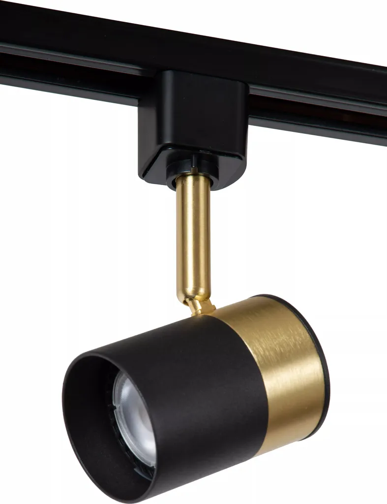 Spot sur rail cylindrique noir et doré Lucide Track GU10 5W design