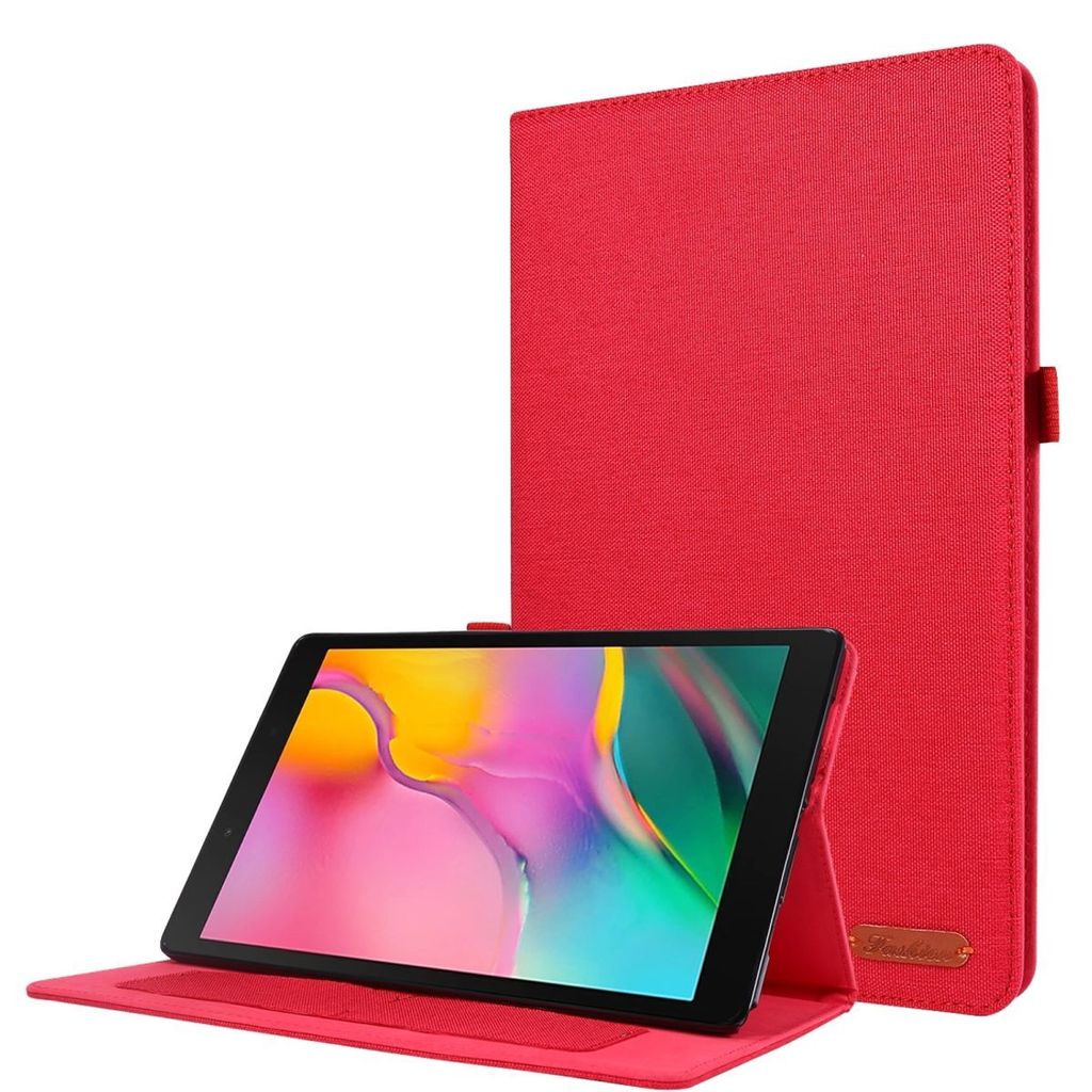 König Design Tablet-Hülle kompatibel mit Samsung Galaxy Tab A7 2020 T500 Stoff Smart Cover Case Etui Rot