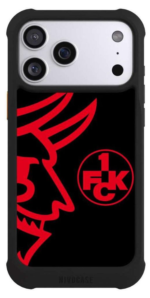 NIVOCASE Hülle für Apple iPhone 17 Pro Max Stoßfeste Handyhülle NIVOmax Case Schwarz 1. FC Kaiserslautern Logo Offizielles Lizenzprodukt