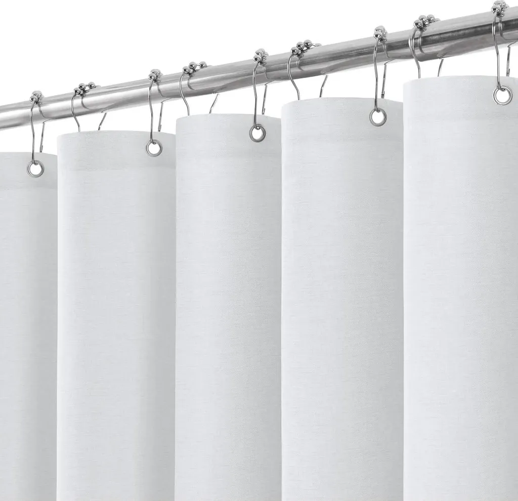 Tenda Doccia Antimuffa Lino 182x214cm con Ganci Metallo Inox