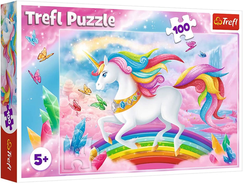 TREFL Puzzle In der Regenbogenwelt der Einhörner 100 Teile Produktbild