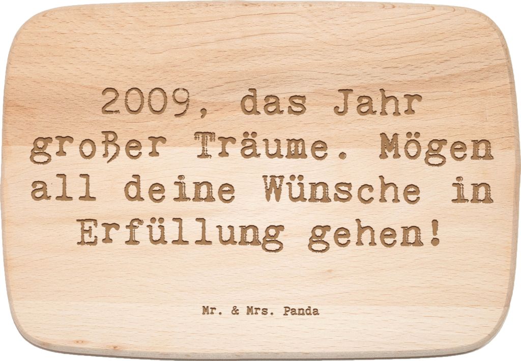 Mr. & Mrs. Panda Buche Schneidebrett Spruch 2009 Geburtstag - Transparent - Geschenk, vesperbrett, magische Momente, Frühstücksbrettchen, Holzbre...