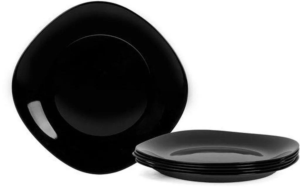 Vaisselle de table : Set de 4 plats carrés noirs brillants de 25,4 cm