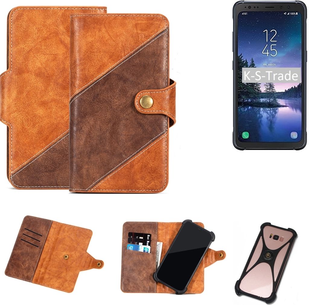 K-S-Trade Handy-Hülle Schutz-Hülle Bookstyle Case Wallet-Case kompatibel mit Samsung Galaxy S8 Active Handy Cover Bumper Kantenschutz Smartphone