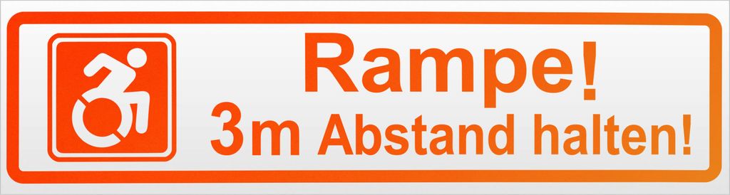 Kiwistar Rampe! Motiv 3m Abstand halten! Magnetschild Schild magnetisch - 60cm Neonorange - Magnetfolie für Auto PKW Kfz