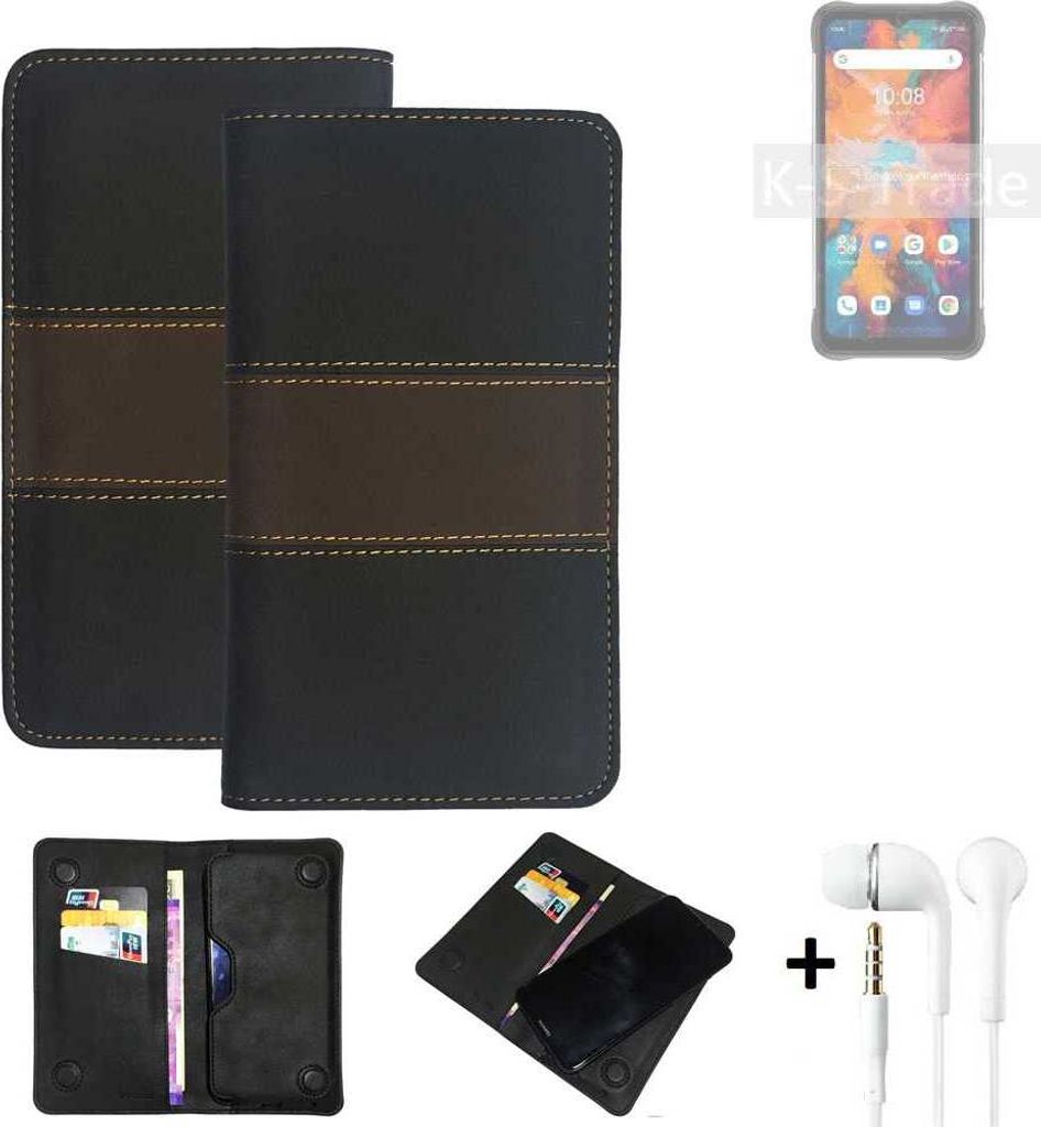 K-S-Trade Handyhülle + Kopfhörer kompatibel mit UMIDIGI Bison X10 Schutzhülle Walletcase Bookstyle Tasche Schutz Case Hülle Wallet Cover