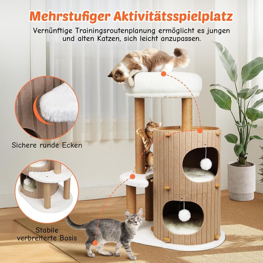 Premium XXL Kratzbaum Katzenbaum Gro Mit Haus, Sisal & Spielball  Fr  Mehrere Katzen, Stabil & Abnehmbar