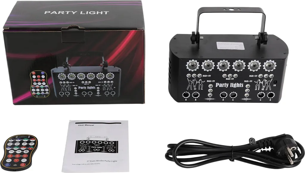 Lumières DJ Disco Multi-faisceaux avec Télécommande sans Fil - Noir