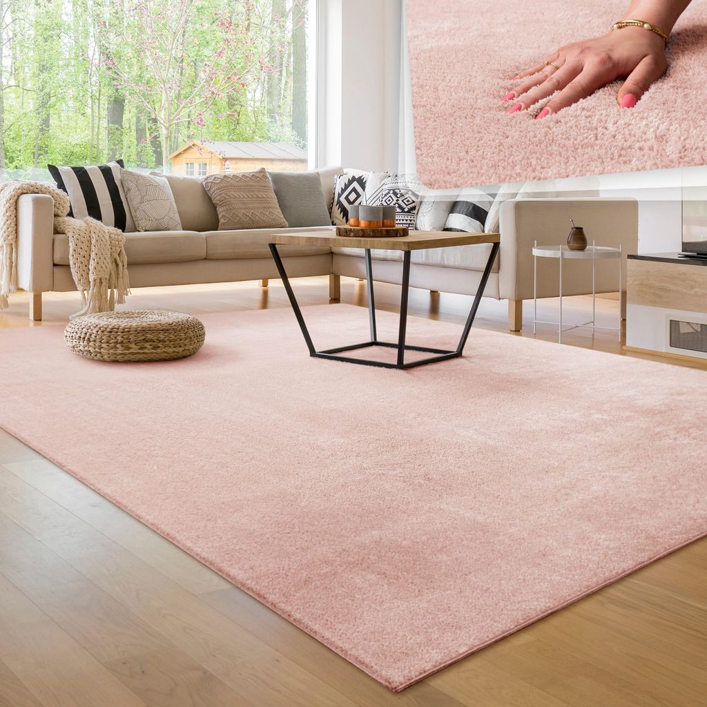 Moderner Wohnzimmer Teppich Kurzflor Waschbar Weich Felloptik Anti-Rutsch Grösse 140x200 cm