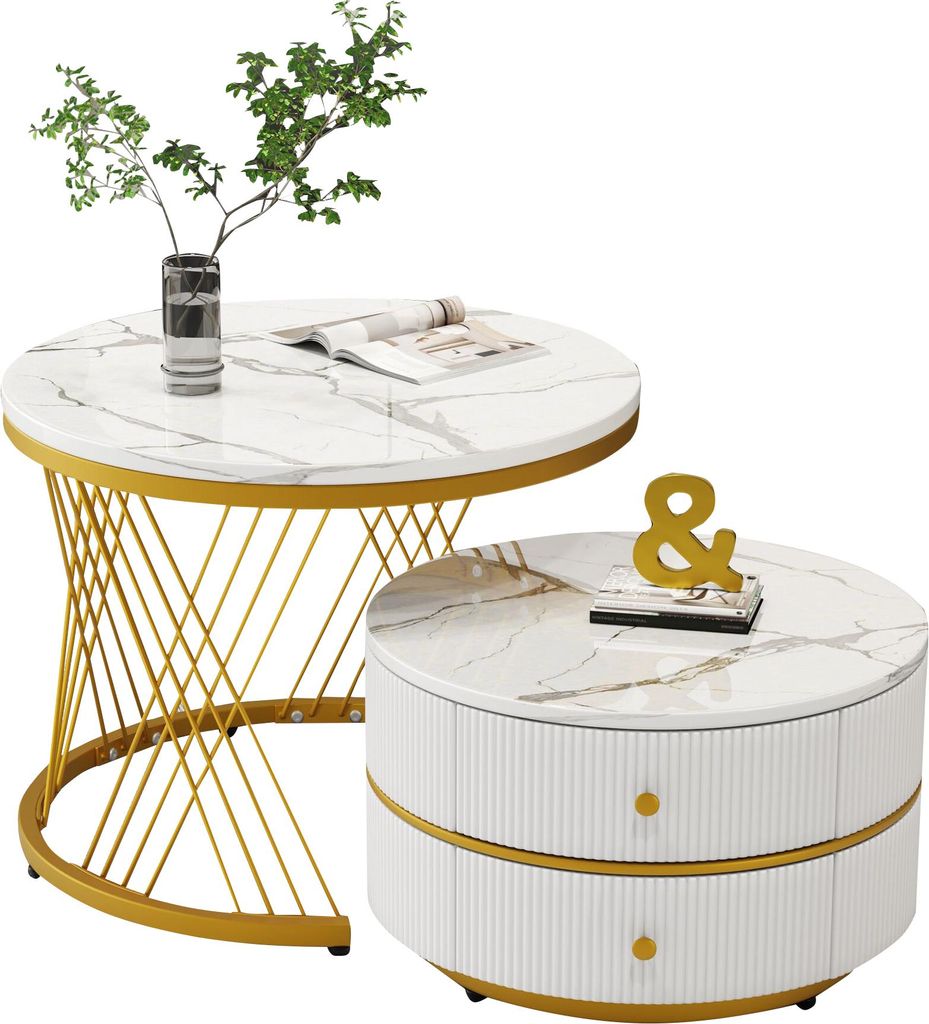 Merax 2-teiliges Couchtisch-Set in Nestform, runde Produktbild 
