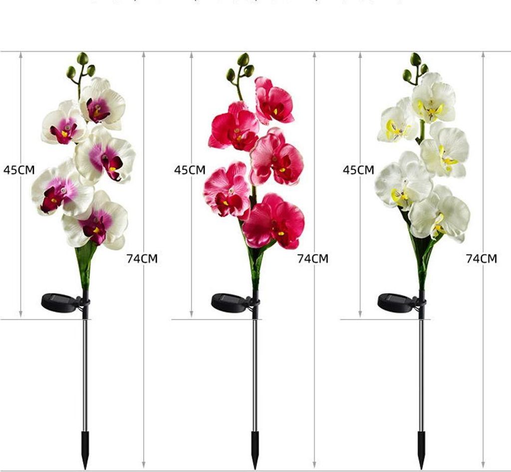 2er-Pack solarbetriebene Orchideenleuchten zur Dekoration von Terrasse, Garten, Villa, Rasen und Wegen