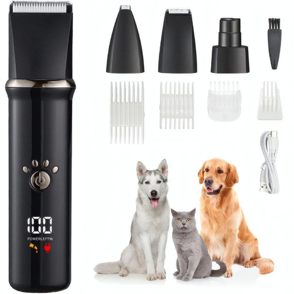 Hundeschermaschine multifunktionale kabellose Tierhaarschneidemaschinen Set leise für Hunde, Katzen, Haustiere mit dichtem/verfilztem Fell