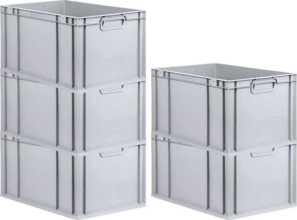 SparSet 5x Eurobox NextGen Economy | Griffe geschlossen |HxBxT 32x40x60cm | 65 Liter | Eurobehälter, Transportbox, Transportbehälter, Stapelbehä...