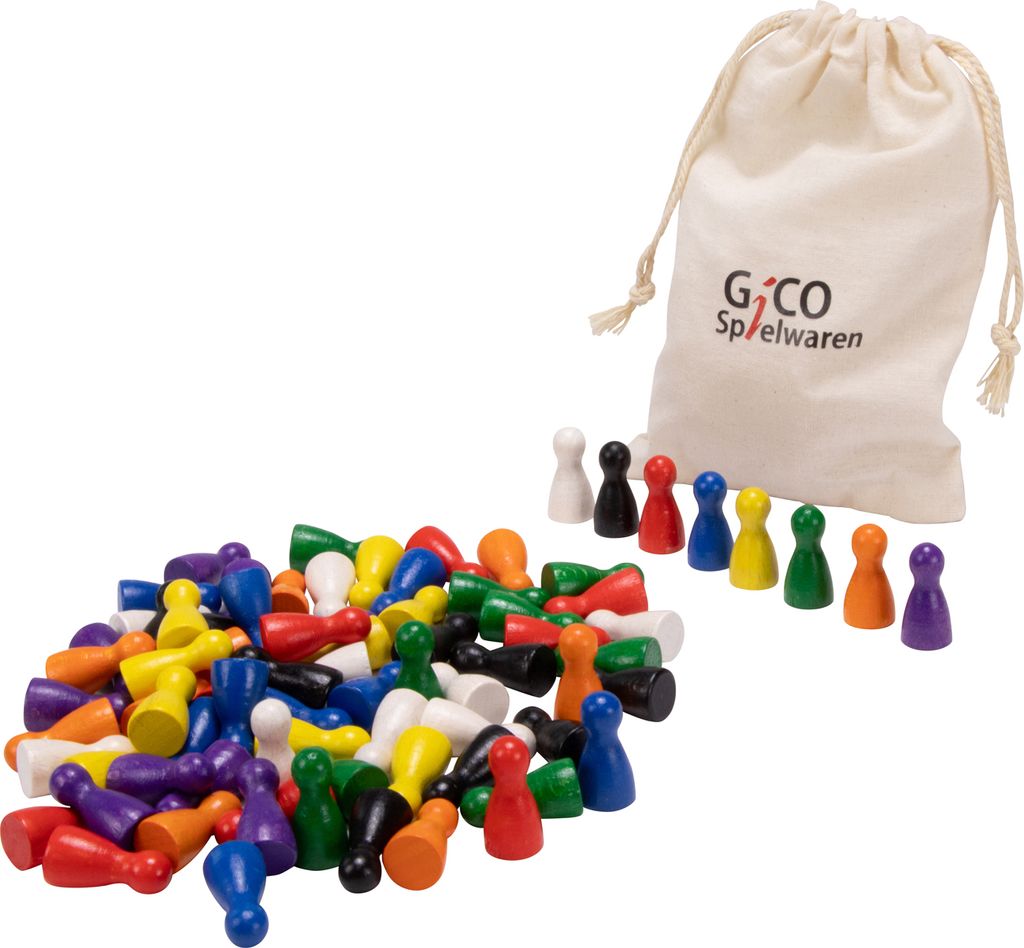 86-tlg Spielfiguren Set - 80 Bunte Halmakegel & 6 Würfel Aus Holz