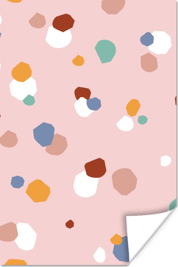MuchoWow Poster Polka dots - Rosa - Kinder 120x180 cm - Kunstposter