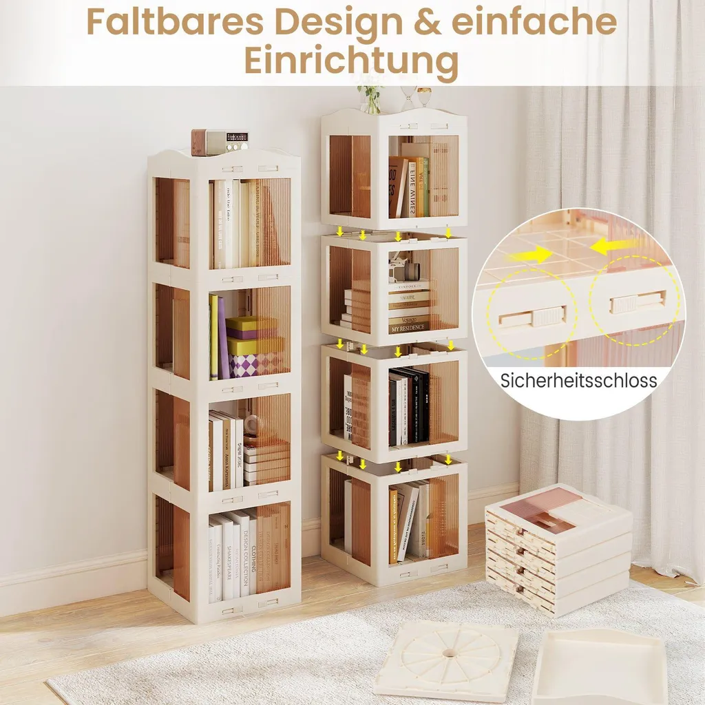 Étagère pivotante d'angle pliable à 3 niveaux blanche série Modulo