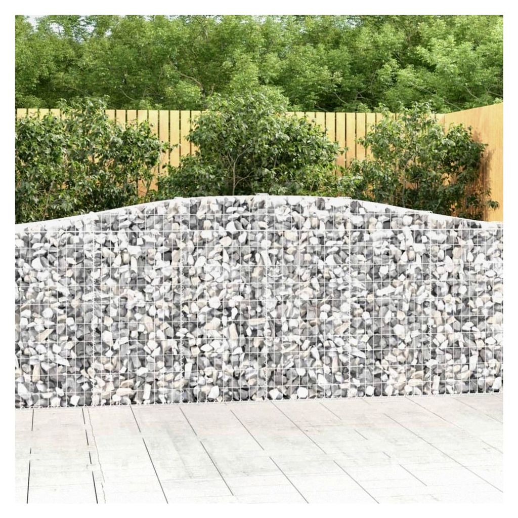 Gabione mit Hochbogen, Steinkorb Drahtkorb, Gabionenkorb, verstärkte Gabionenhaken, Gabionenwand, Gabionen Zaun, 400 x 30 x 100/120 cm, 1 Stück