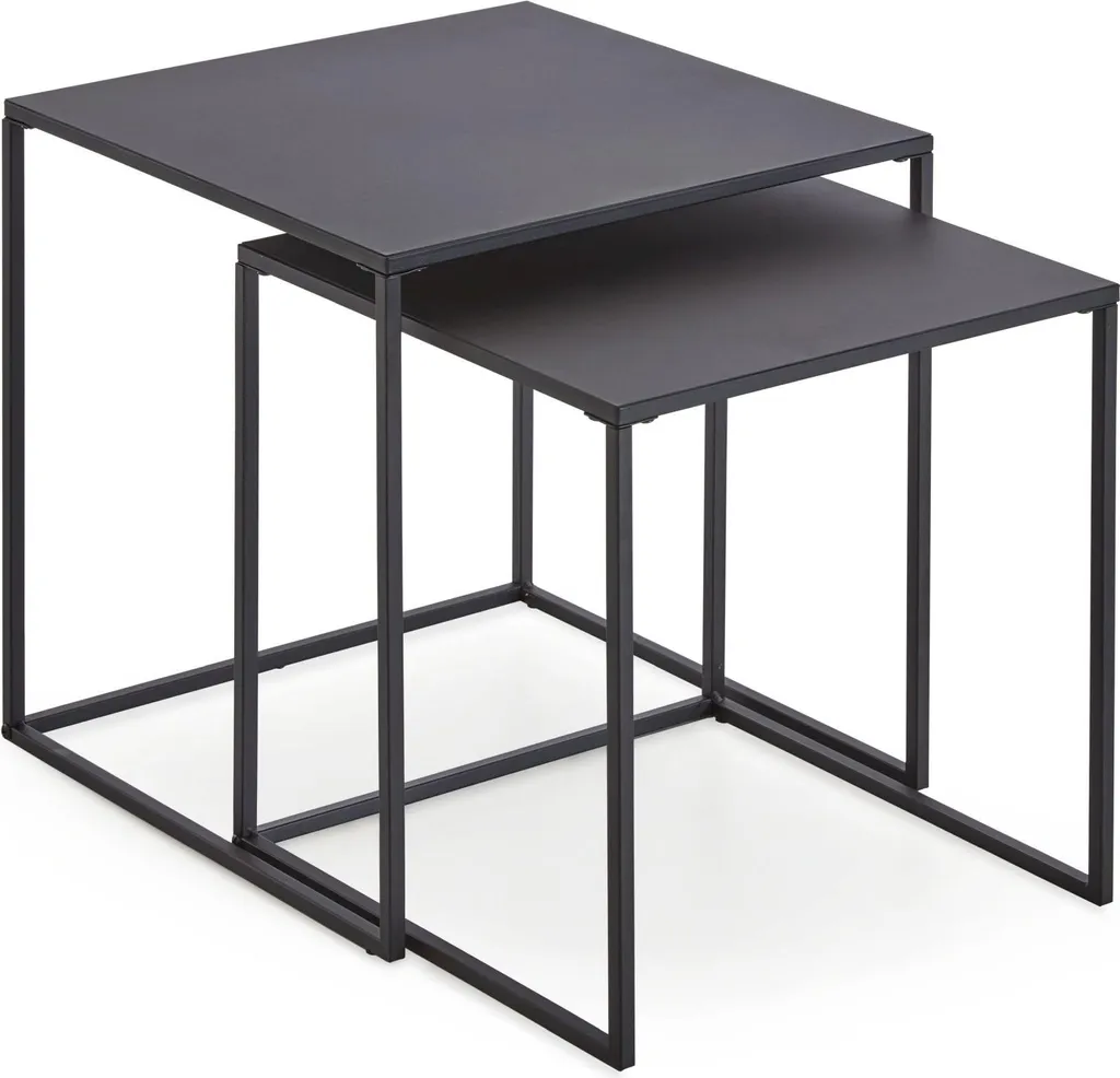 Table basse Karin noire : lot de 2 tables gigognes au design industriel