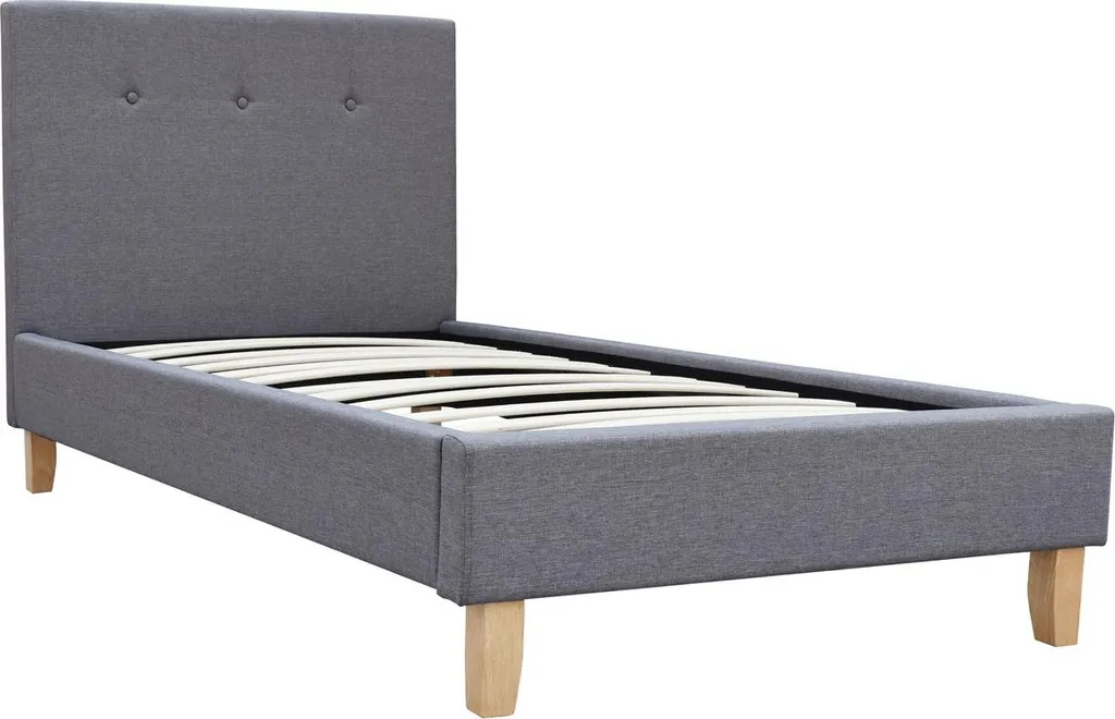 Cadre de lit simple Elise gris 90x190 cm avec sommier à lattes inclus