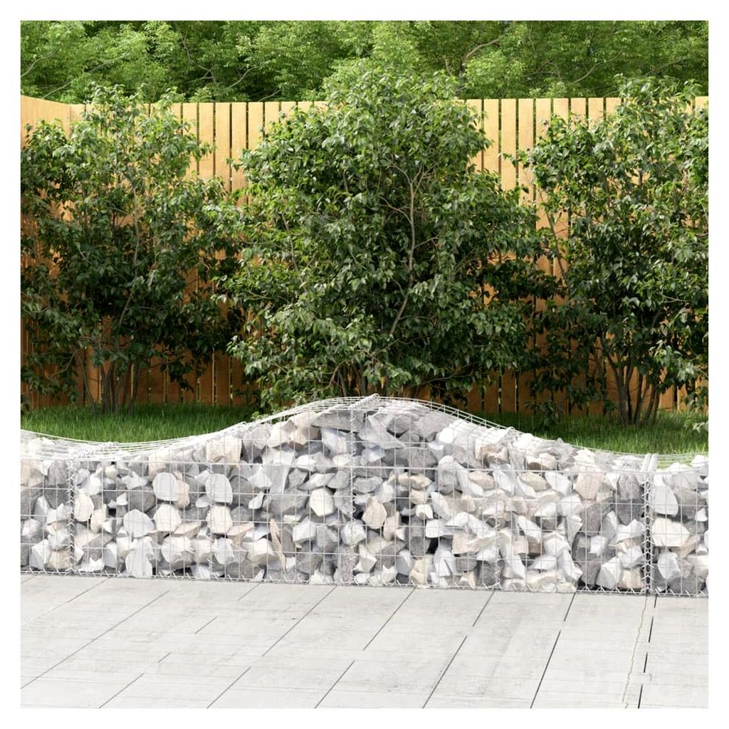 Gabionen mit Hochbogen 3 Stück 200x50x40/60 cm verzinktes Eisen