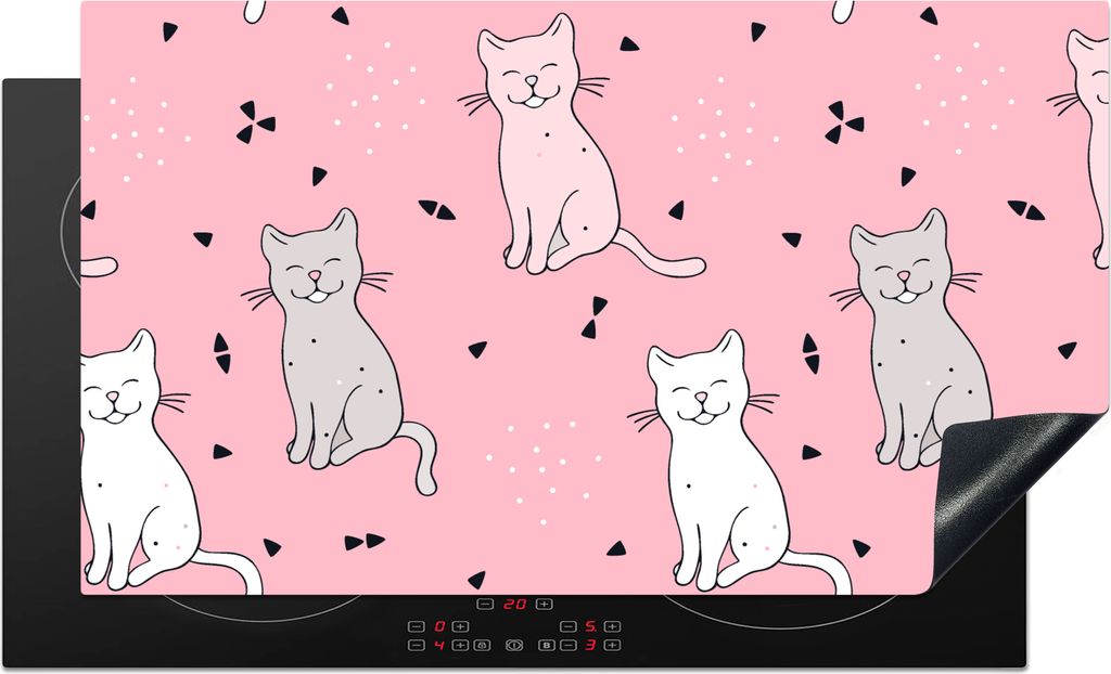 KitchenYeah Herdabdeckplatte Katze - Haustiere - Mädchen - Design , 90x52cm, Küche Deko, Glaskeramikkochfeld Herdabdeckung, Abdeckplatte fùr K...