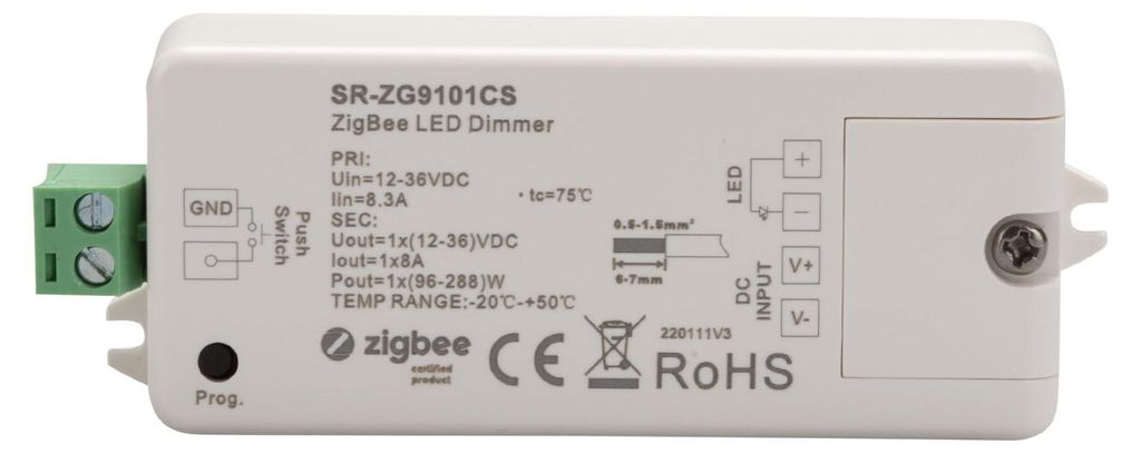 LED CONNEX Zigbee einfarbige Dimmer CS 12-36V DC bis 1x8A Produktbild 